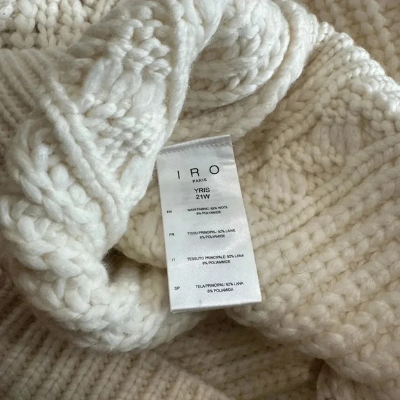 IRO PARIS NWT Yris Ecru Chunky Cable Knit Turtleneck Sweater Wool S - Picture 10 of 15